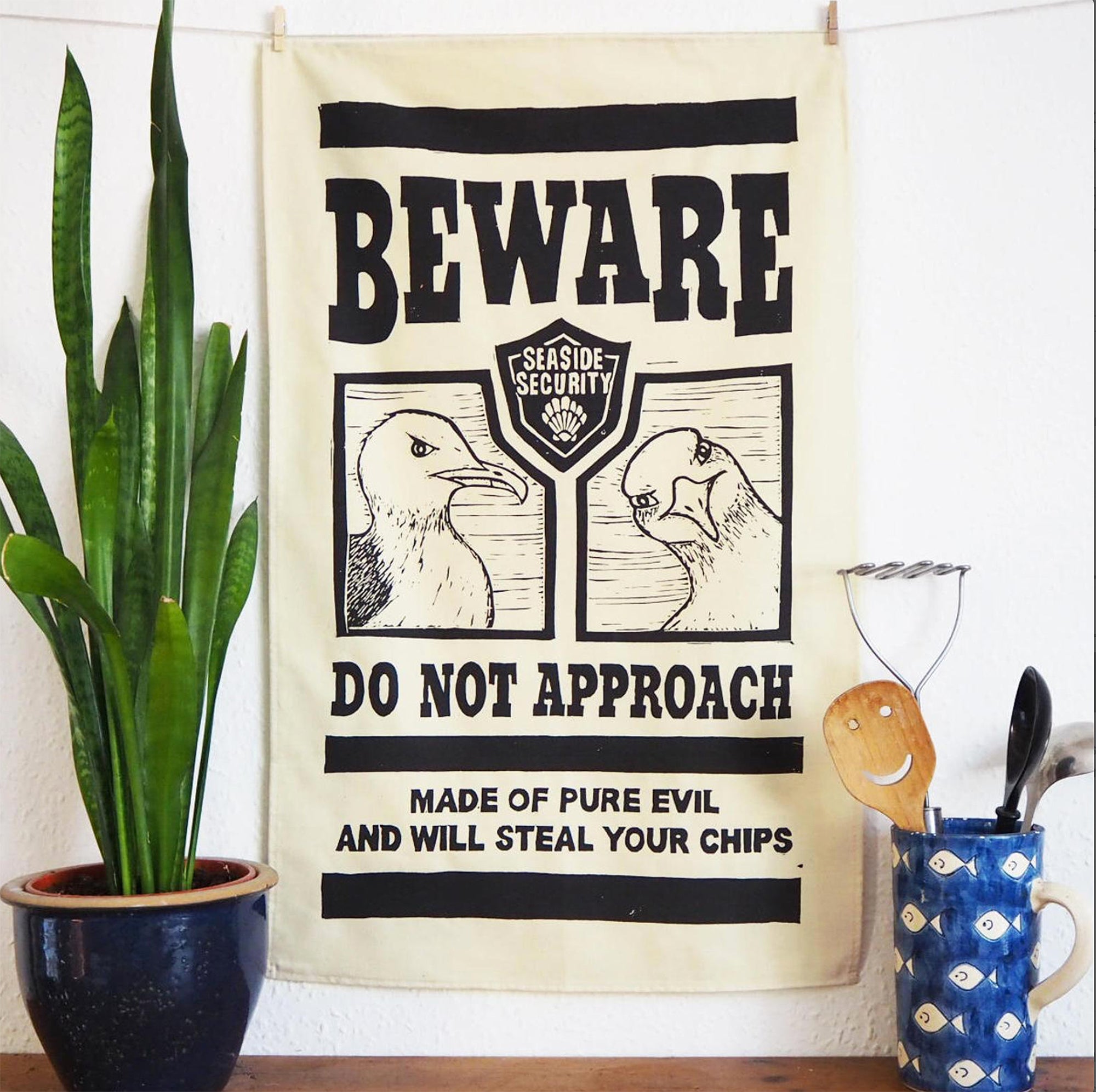 Beware the Seagulls tea towel - Inspired 