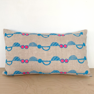 Pink and blue geometric 50x30cm cushion cover
