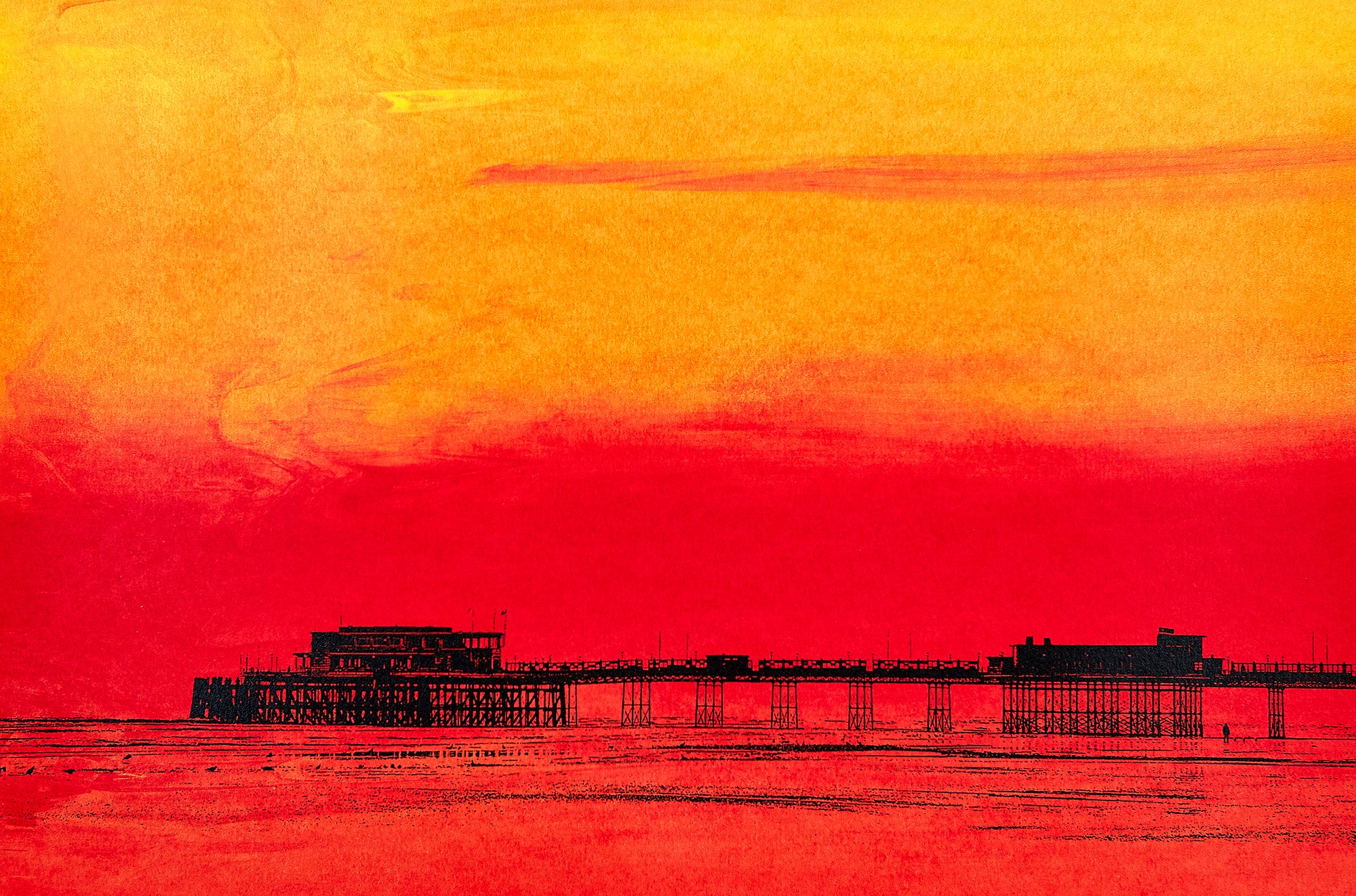 Man and Pier Greetings Card