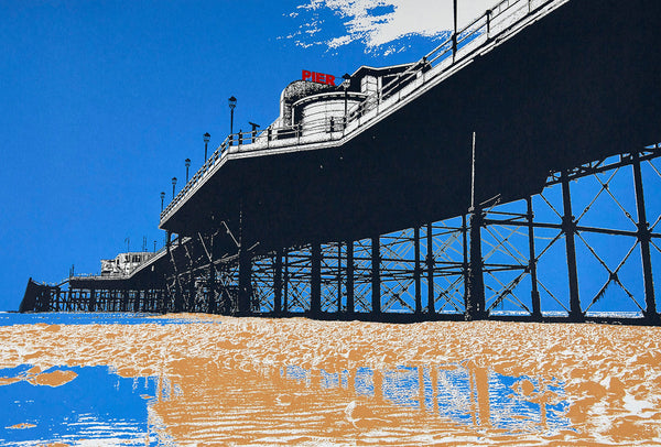 Worthing Pier reflection greetings card