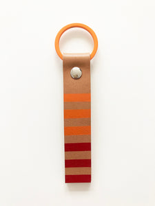 Hand painted red & orange leather keyring