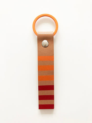 Hand painted red & orange leather keyring