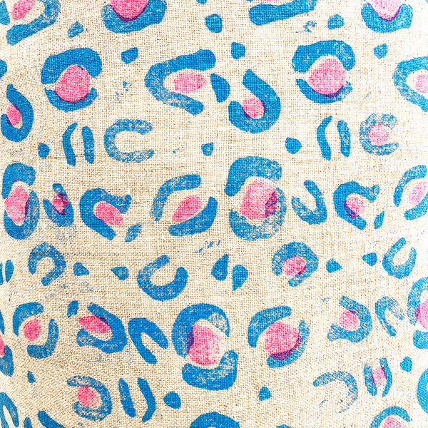 Blue & pink leopard print cushion cover - Inspired 