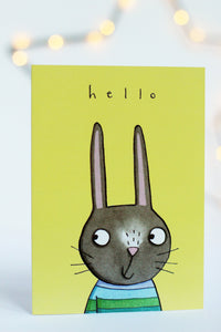 Hello bunny greetings card