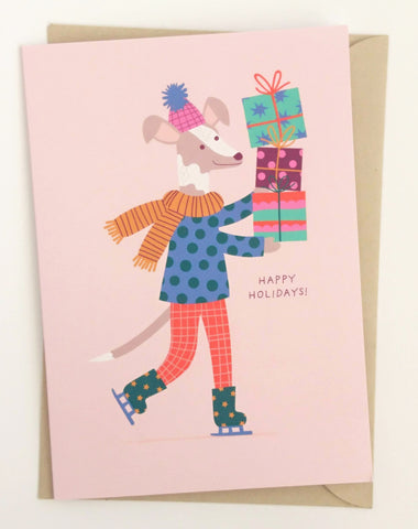 Happy Holidays whippet Christmas card