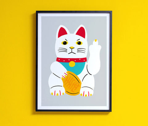 Funny Waving Cat print - Inspired 