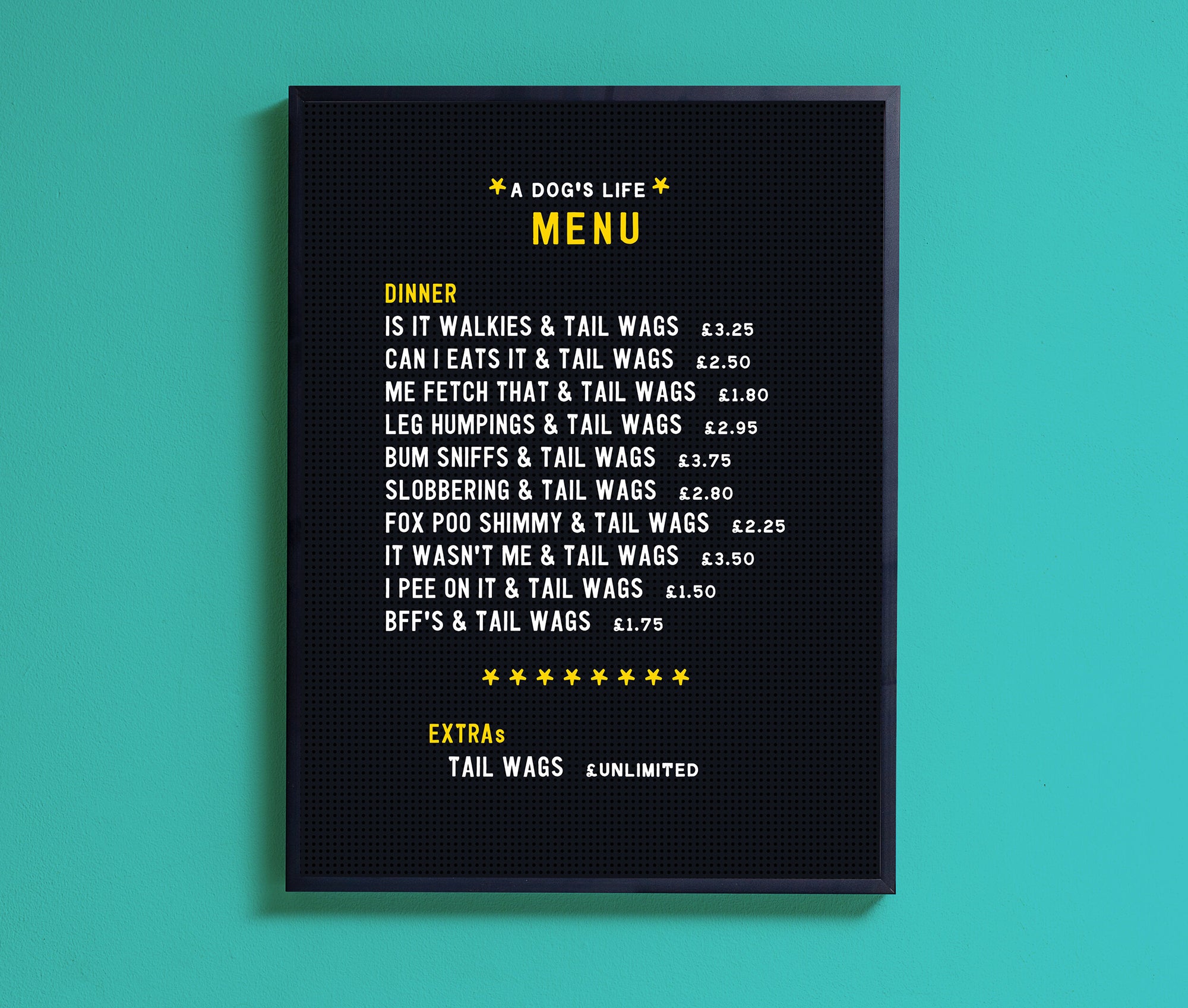 A Dog's Life Menu print - Inspired 
