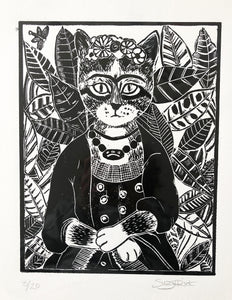 Frida Katlo linocut print