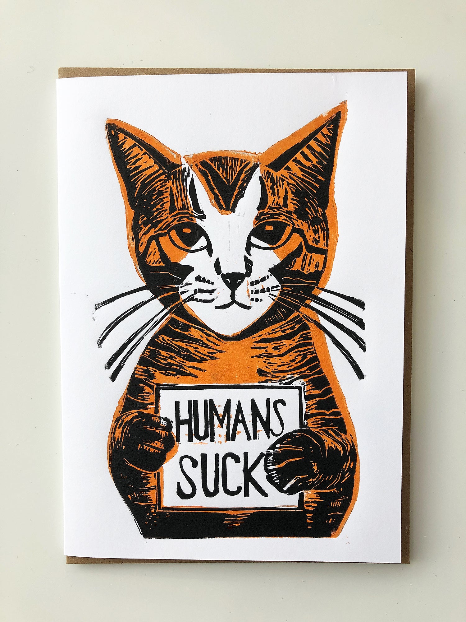 Humans Suck greetings card