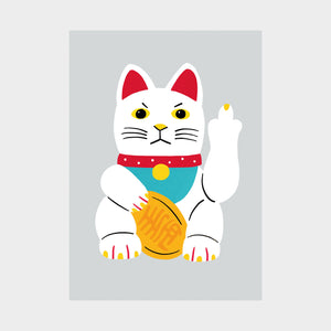 Funny waving cat greetings card - Inspired 