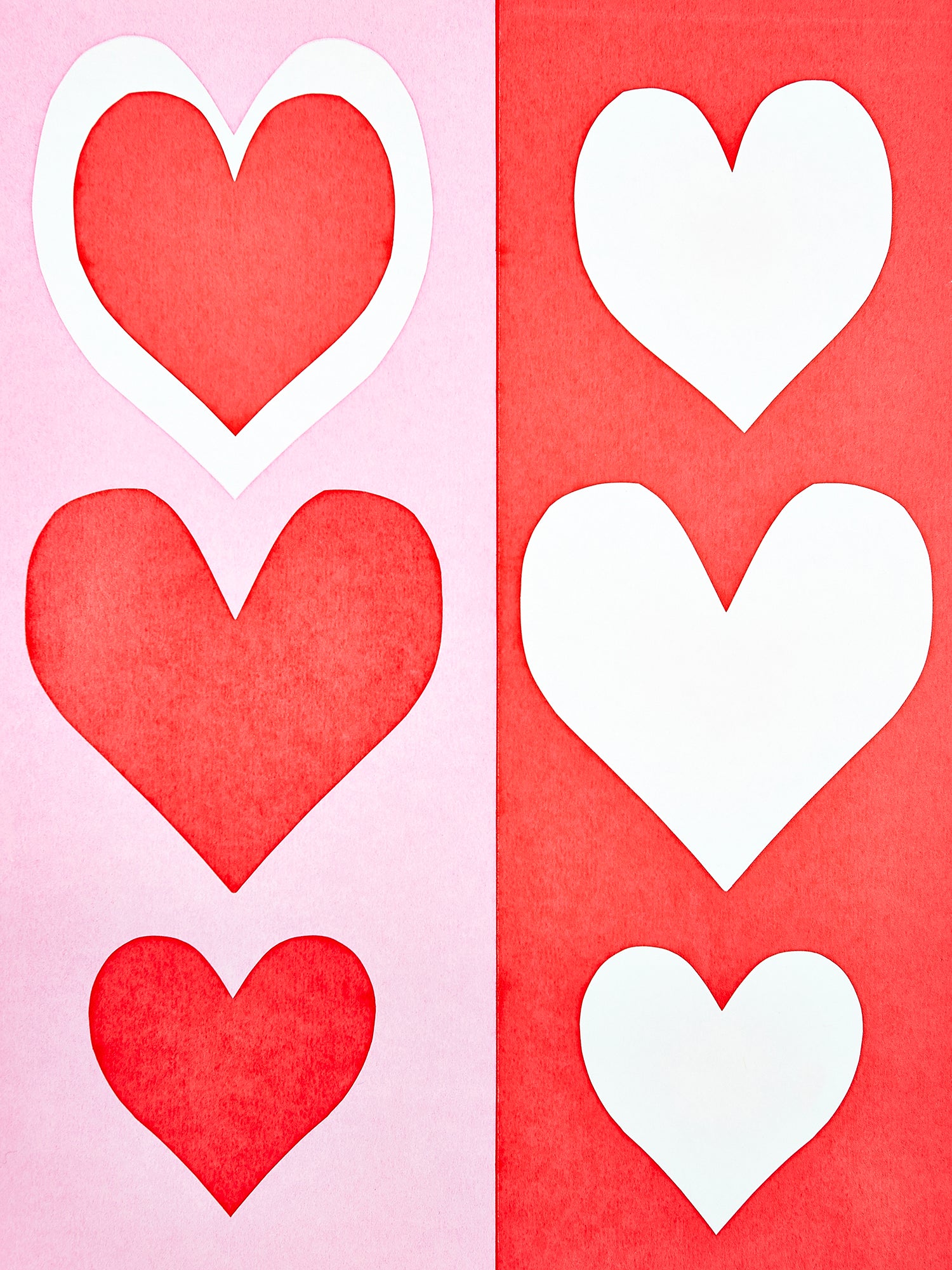 Red and Pink Hearts Card
