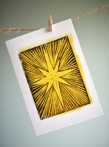 Linocut Star Christmas card - Inspired 