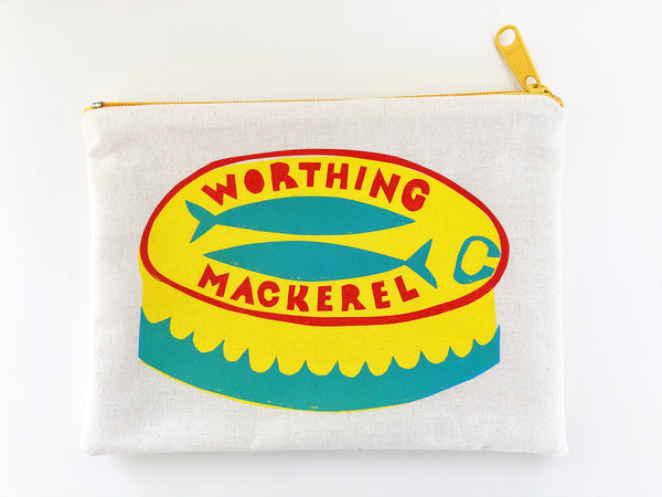 Mackerel screen printed pouch