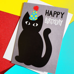 Black cat birthday card