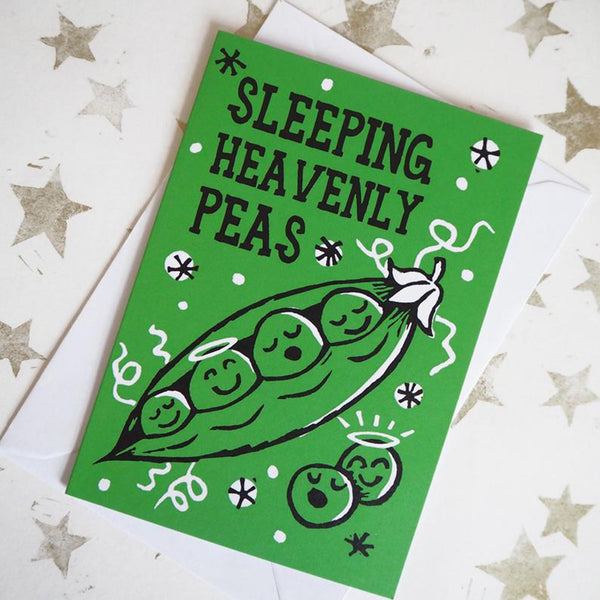 Sleeping Heavenly Peas Christmas card