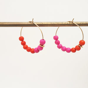Abacus pink and orange hoop earrings