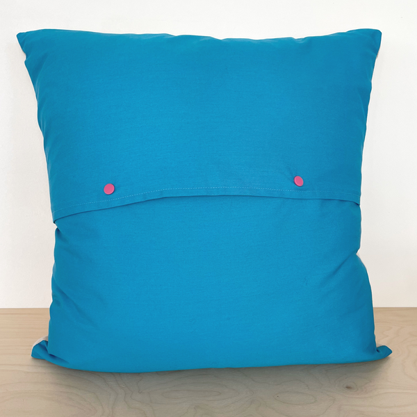 Pink & blue geometric cushion cover 50x50cm