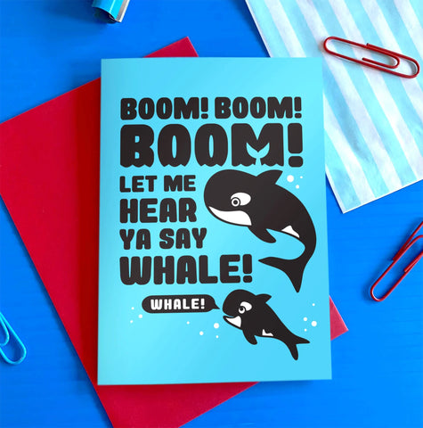 Boom! Boom! Boom! greetings card