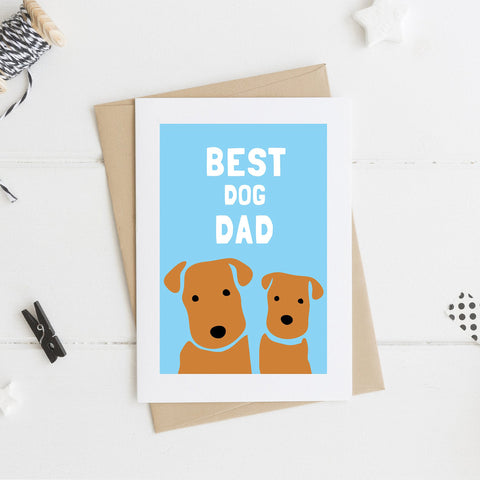 Best Dog Dad two dogs greetings card