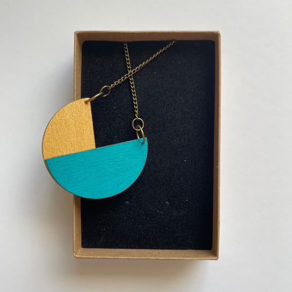 Peaky teal & mint, teal & gold necklace