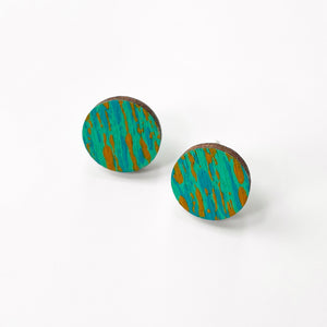Plywood mint, mustard and blue stripes studs