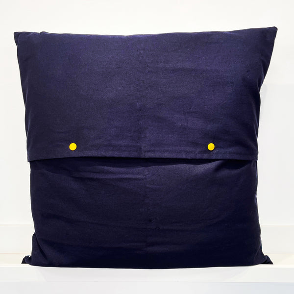 Blue diamonds and yellow circles printed 50x50 cm cushion cover