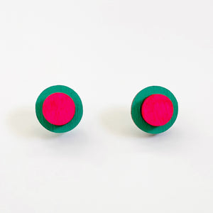 Dot plywood mint & pink studs