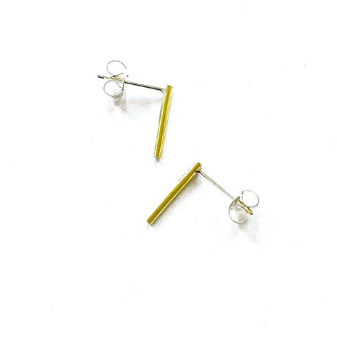 Brass bar stud earring