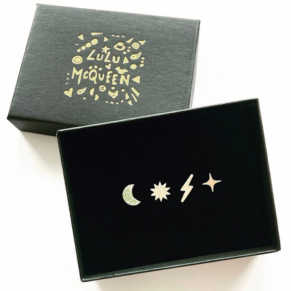 Silver celestial four stud set