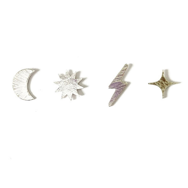 Silver celestial four stud set