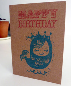 Happy birthday mermaid greetings card