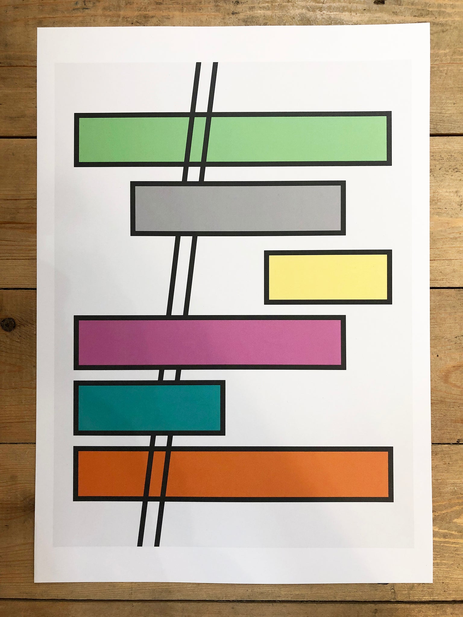 Colourful lines on white A3 poster print