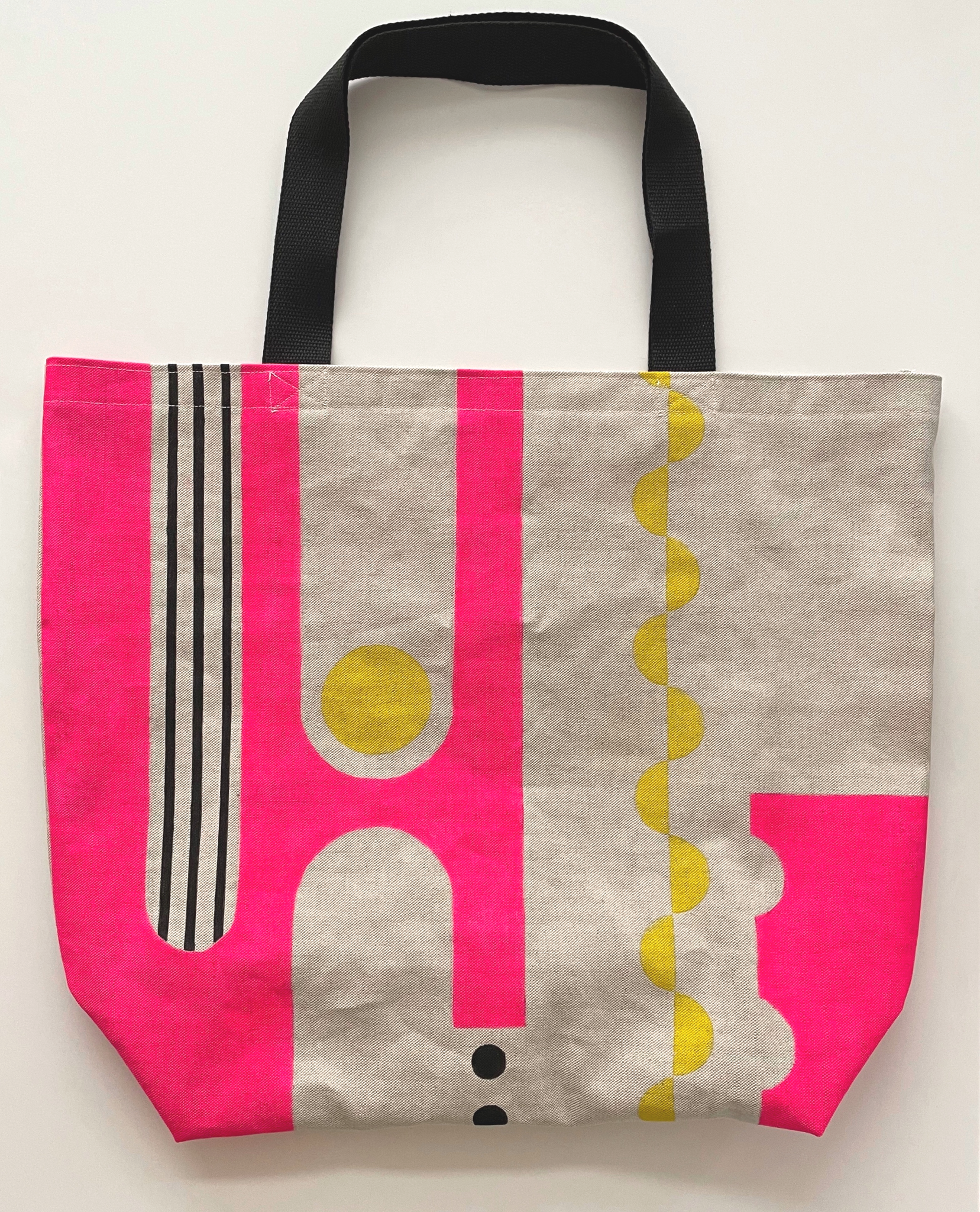 Graphic pink & yellow design large tote bag