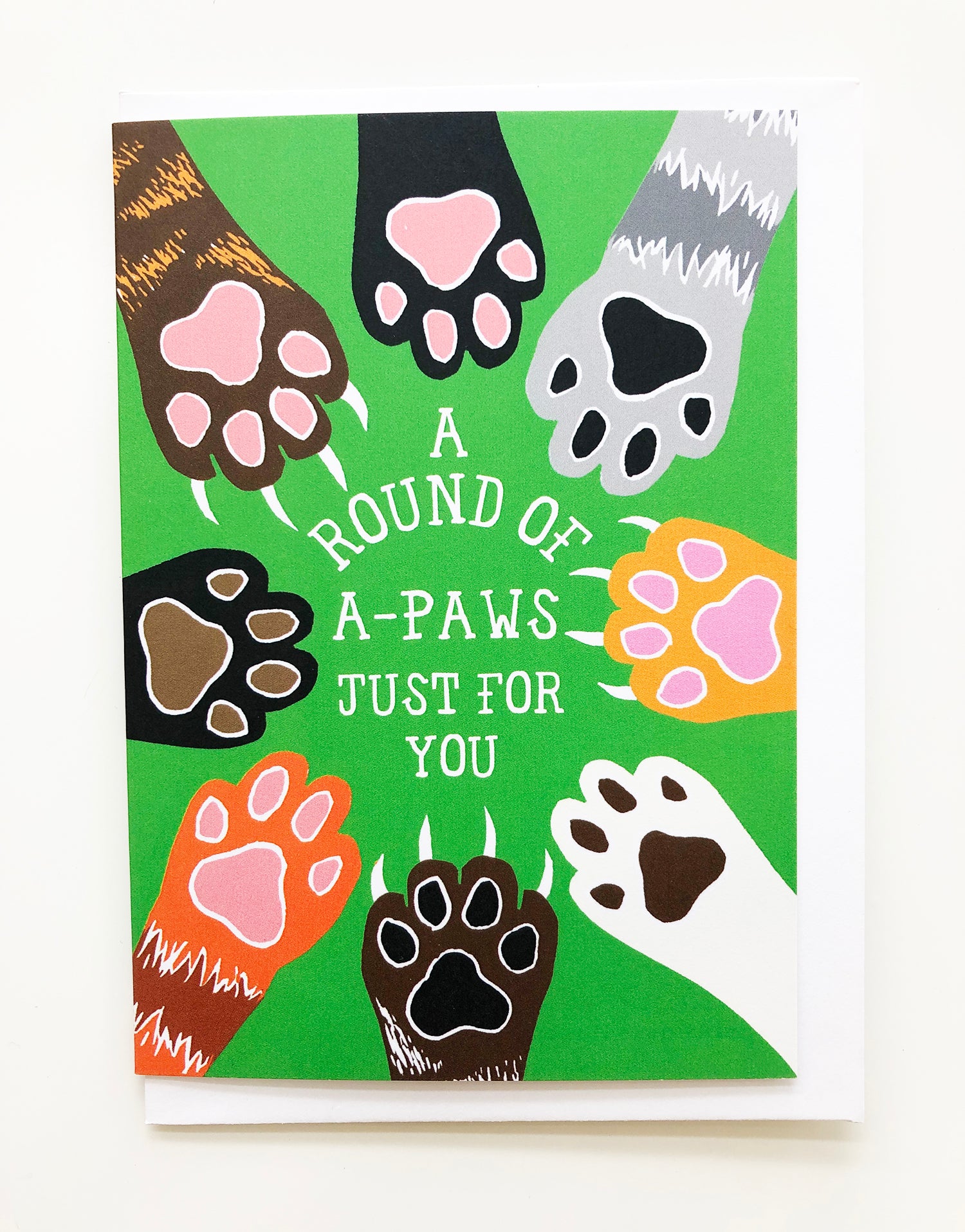 A Round of A-Paws greetings card - Inspired 